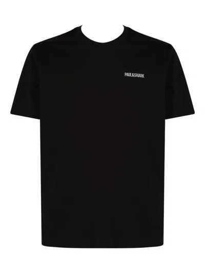PAUL & SHARK BLACK EMBROIDERY LOGO T-SHIRT