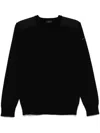 Paul & Shark Wool Crewneck Sweater Ribbed Cuffs In Black