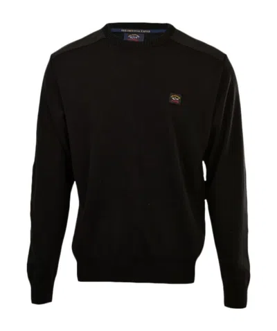 Paul & Shark Black Round-neck Logo Pullover