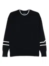 Paul & Shark Crew Neck Sweater Contrast Stripe Detail In Blue