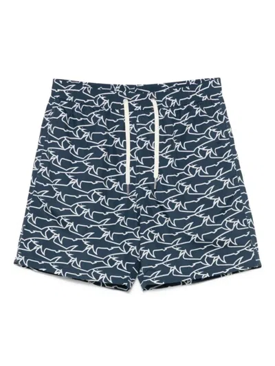 PAUL & SHARK BLUE PRINTED SWIM SHORTS