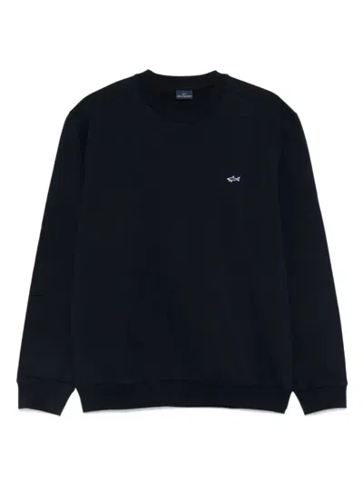 PAUL & SHARK BLUE SHARK-BADGE SWEATER