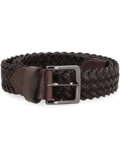 Paul & Shark Buckled Woven Belt In Brown