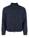 Paul & Shark Long-sleeved Knitted Cardigan In Blau
