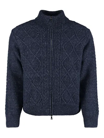 Paul & Shark Cable-knit Cardigan In Blau