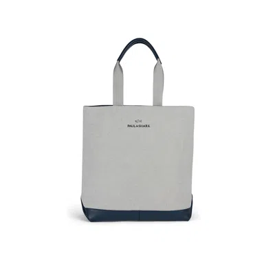 Paul & Shark Tote Bag Canvas Con Rifiniture In Pelle In Beige Chiaro