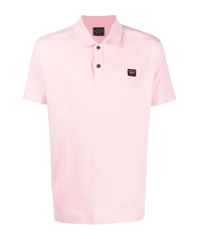 Paul & Shark Chest Logo-patch Detail Polo Shirt In Light Pink