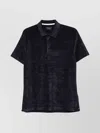 Paul & Shark Collared Velvet Short Sleeve Polo In Black