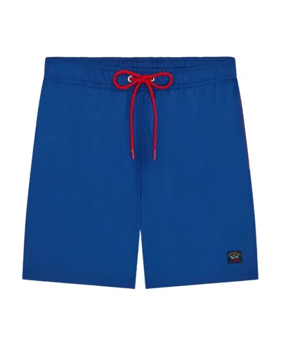 Paul & Shark Contrast Drawstring Swim Shorts In Blue
