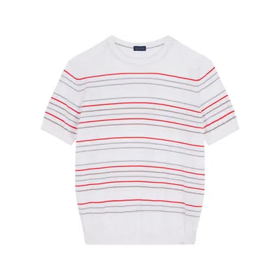 Paul & Shark Maglia In Cotone E Cashmere Con Motivo A Righe Orizzontali In Panna-aragosta-grigio-tortora