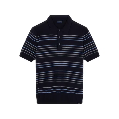 Paul & Shark Polo In Cotone Cashmere Con Con Motivo Righe Multicolor In Blu-grigio-azzurro-verde