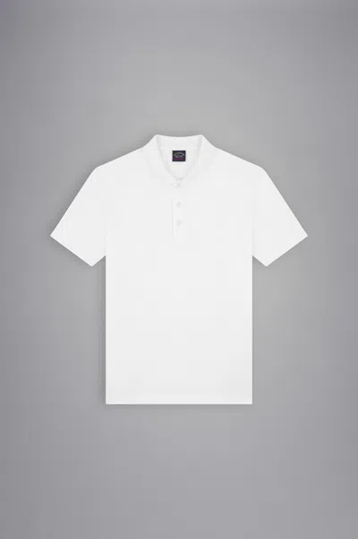 Paul & Shark Polo In Jersey Di Cotone Con Logo Ricamato In Bianco