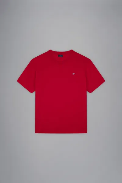 Paul & Shark T-shirt In Jersey Di Cotone In Rosso
