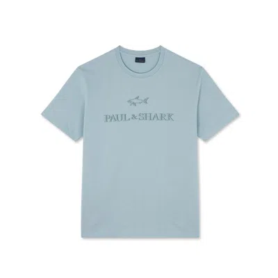 Paul & Shark T-shirt In Jersey Di Cotone Con Ricamo Logo In Acqua