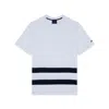 Paul & Shark T-shirt In Jersey Di Cotone Con Stampa Righe Oversize In Bianco - Blu