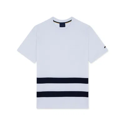 Paul & Shark T-shirt In Jersey Di Cotone Con Stampa Righe Oversize In Bianco - Blu