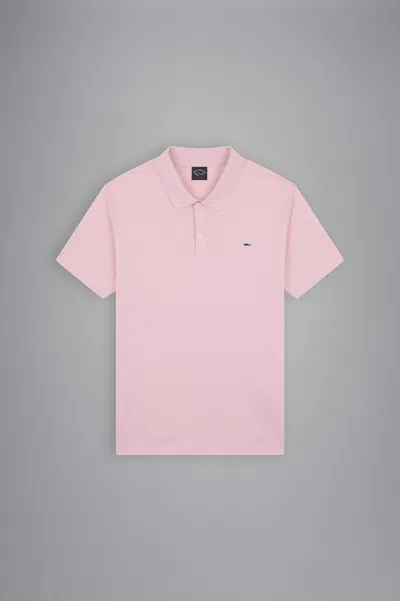 Paul & Shark Paul &amp; Shark Shark Badge Pique Polo In Pink