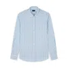 Paul & Shark Camicia In Popeline Di Cotone In Bianco Righe Azzurre