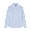Paul & Shark Camicia In Popeline Di Cotone In Bianco Righe Cobalto Beige