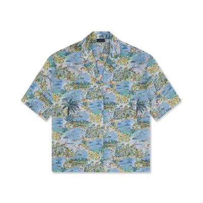 Paul & Shark Camicia In Popeline Di Cotone In Stampa Palme Capri