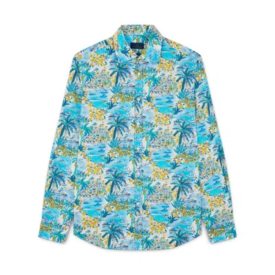Paul & Shark Camicia In Cotone Con Stampa Capri In Stampa Palme Capri
