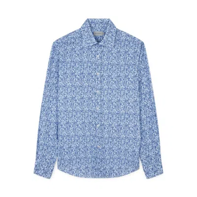 Paul & Shark Camicia In Cotone Con Stampa Floreale In Blu Stampa Floreale Blu