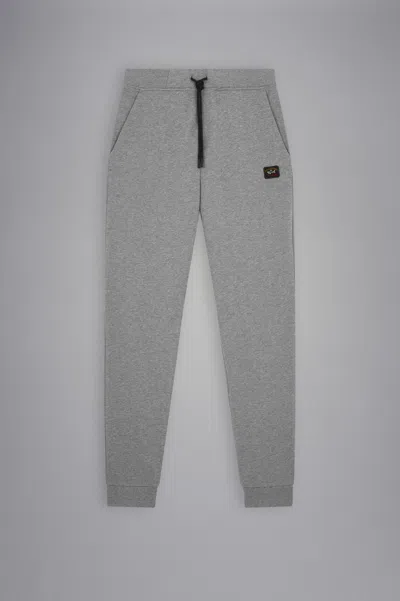 Paul & Shark Pantalone Sportivo In Cotone Con Badge Iconico In Grigio Medio