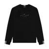 Paul & Shark Felpa In Cotone Con Active Fleece Con Shark Ricamato In Nero