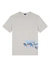 Paul & Shark T-shirt In Jersey Di Cotone Con Stampa Sharks Effetto Distressed In Grau