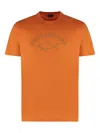 Paul & Shark Graphic Print Crew-neck Cotton T-shirt In Orange