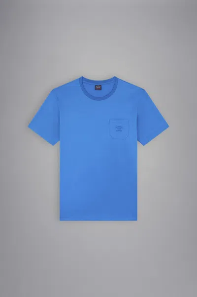 Paul & Shark T-shirt In Cotone Con Logo Ricamato In Blu Imperiale