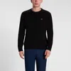 Paul & Shark Crew Neck Embroidered Logo Sweater In Black