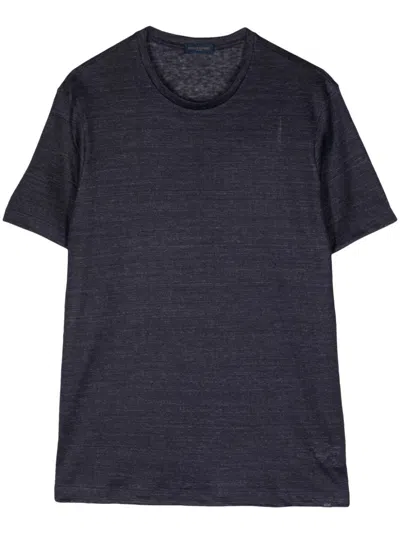 Paul & Shark Crew-neck Linen T-shirt In Blue