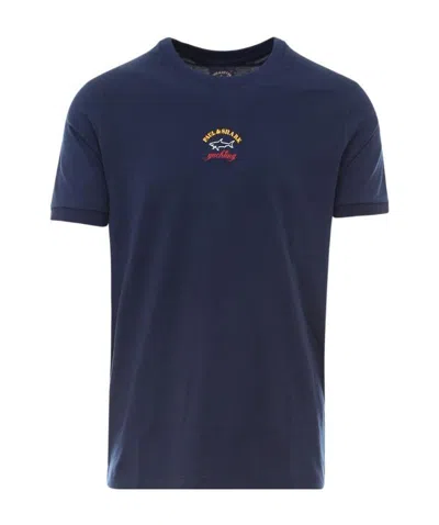 Paul & Shark Crew Neck Logo Print T-shirt In Blue