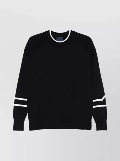 Paul & Shark Crew Neck Sweater Contrast Stripe Detail In Black