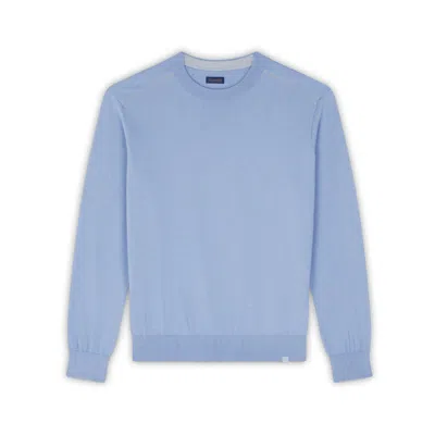 Paul & Shark Maglia Girocollo In Cotone E Cashmere Con Finiture In Pelle In Azzurro