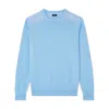 Paul & Shark Maglia Girocollo In Fresco Cotone Con Dettagli In Lino In Azzurro