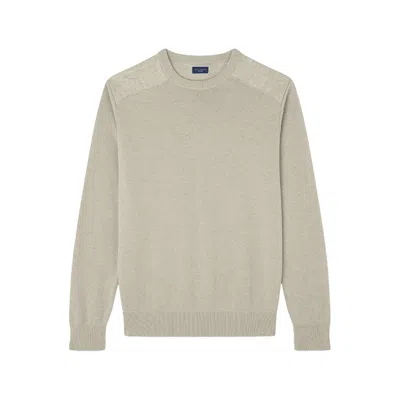 Paul & Shark Maglia Girocollo In Fresco Cotone Con Dettagli In Lino In Beige