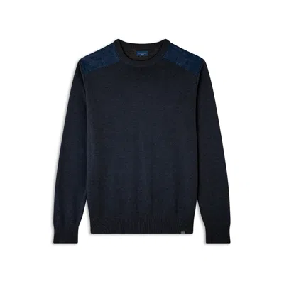 Paul & Shark Maglia Girocollo In Fresco Cotone Con Dettagli In Lino In Blu