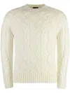 Paul & Shark Crew-neck Wool Sweater In White