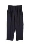 Paul & Shark Cropped Pleated Trousers With Belt Loops And Flap Back Pockets In Dark Blue