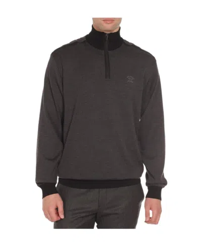 Paul & Shark Dark Gray Zipper Detail Pullover In Black