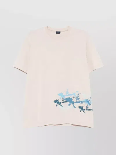 PAUL & SHARK DISTRESSED SHARKS PRINT CREW NECK T-SHIRT