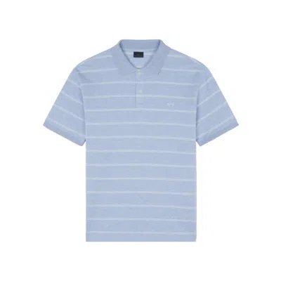 Paul & Shark Polo In Cotone Double Piqué In Azzurro-bianco