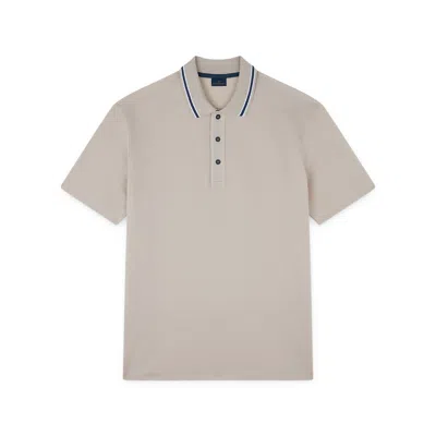 Paul & Shark Polo In Cotone Double Piqué Con Dettagli A Righe In Beige