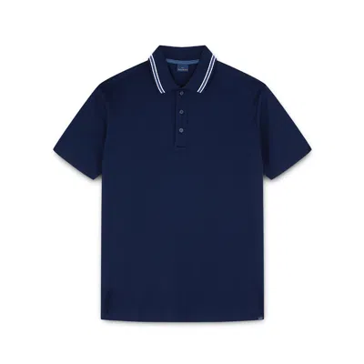 Paul & Shark Polo In Cotone Double Piqué Con Dettagli A Righe In Blue