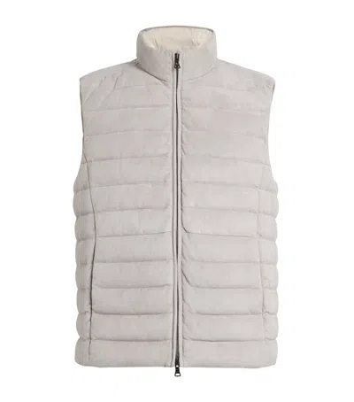 Paul & Shark Down Suede Gilet In Grey