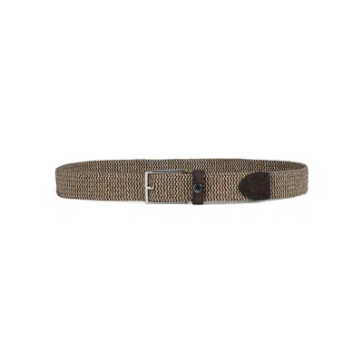 Paul & Shark Cintura Elastica Con Micro-intreccio E Rifiniture In Pelle In Beige Moro