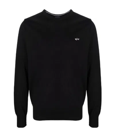 Paul & Shark Embroidered Logo Jumper In Black