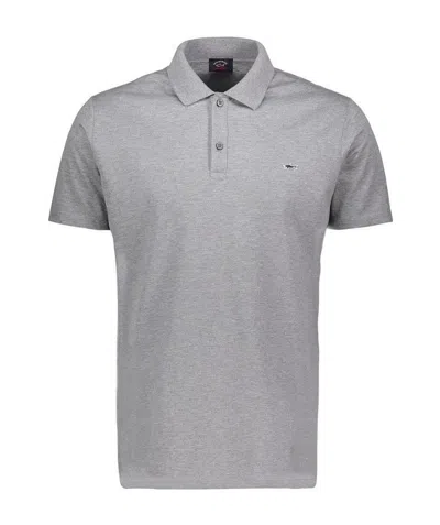 Paul & Shark Embroidered Logo Polo Shirt In Gray